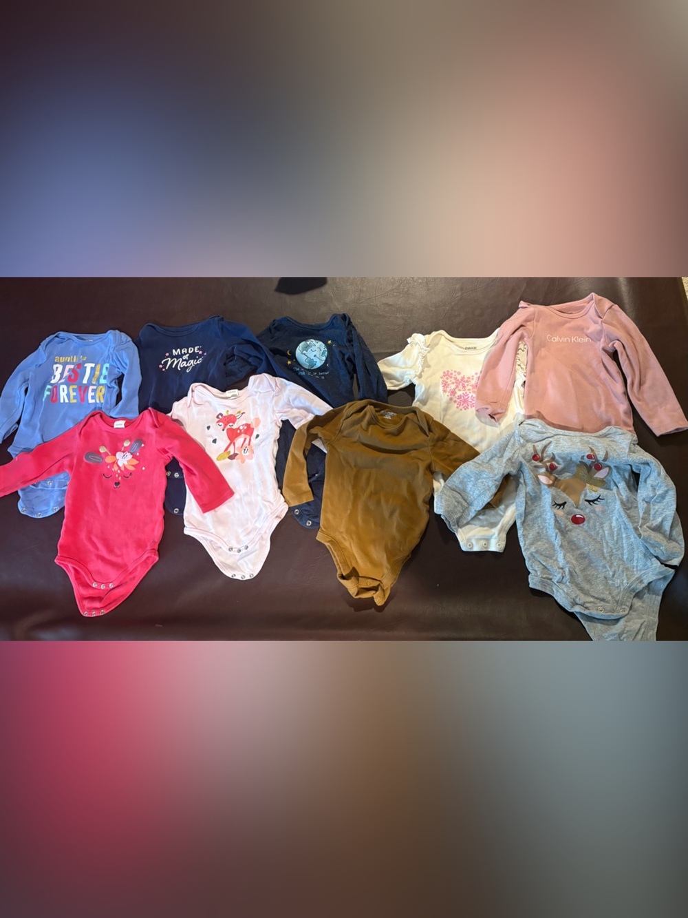 💥Buy 2 Get 1 Free💥 12-18 Long-Sleeve Baby Bodysuits 9 piece Bundle
